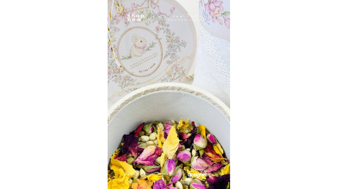 Set Prima Băiță cu Nașii după Botez Belle Époque Floral Garden 19